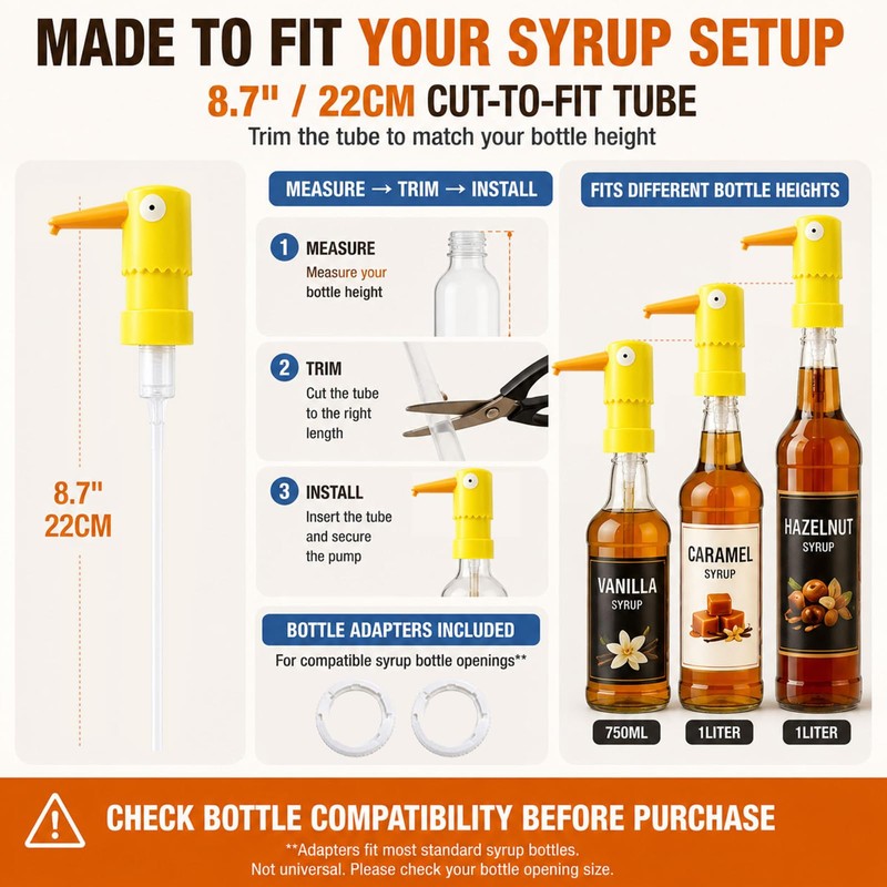 Syrup Pump for 28mm Standard Neck 750mL/25.4oz Syrup Bottles, 2mL
