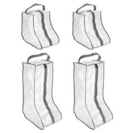 TIXIPEM Boot Storage Bags [4PCS] - Plastic Tall Short Boot Carry Bags Clear Shoe Bags with Handle for Travel & Daily Use - [Gray] Waterproof & DustProof Boot Bags for Cowboy Boots
