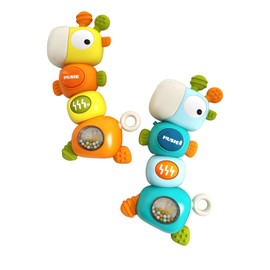 Baby Music Rattle Toy for 6-12 Months, Baby Teething Toy with Music and Light, Toddler Learning Toy to Train Grasping, Montessori Newborn Toy, Baby Boy and Girl Gift