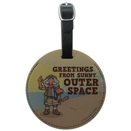Outer Space Uncle Matt Fraggle Rock Round Leather Luggage Card ID Tag
