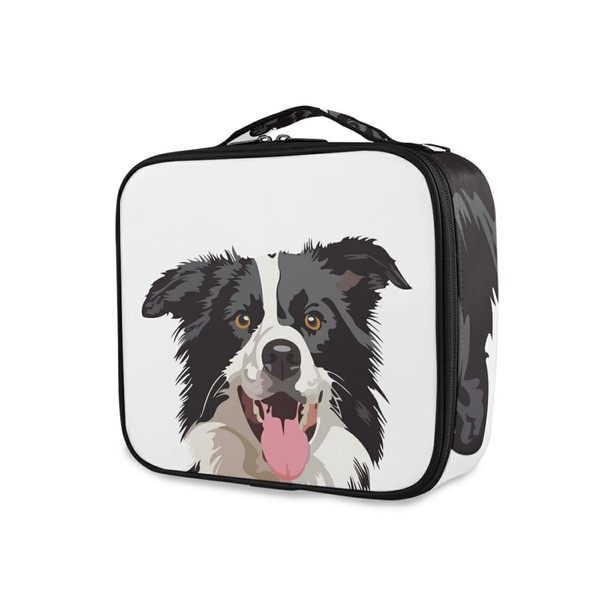 Bodier Collier Dog Isolated on White Large Women Makeup Bag,