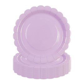 DHAIQC Pack of 50 Mauve Paper Plates, 23 cm, Wavy Party Plates, Paper Plates, Birthday Plates, Disposable Plates Set for Birthday, Weddings, Anniversaries (Mauve, 23 cm)