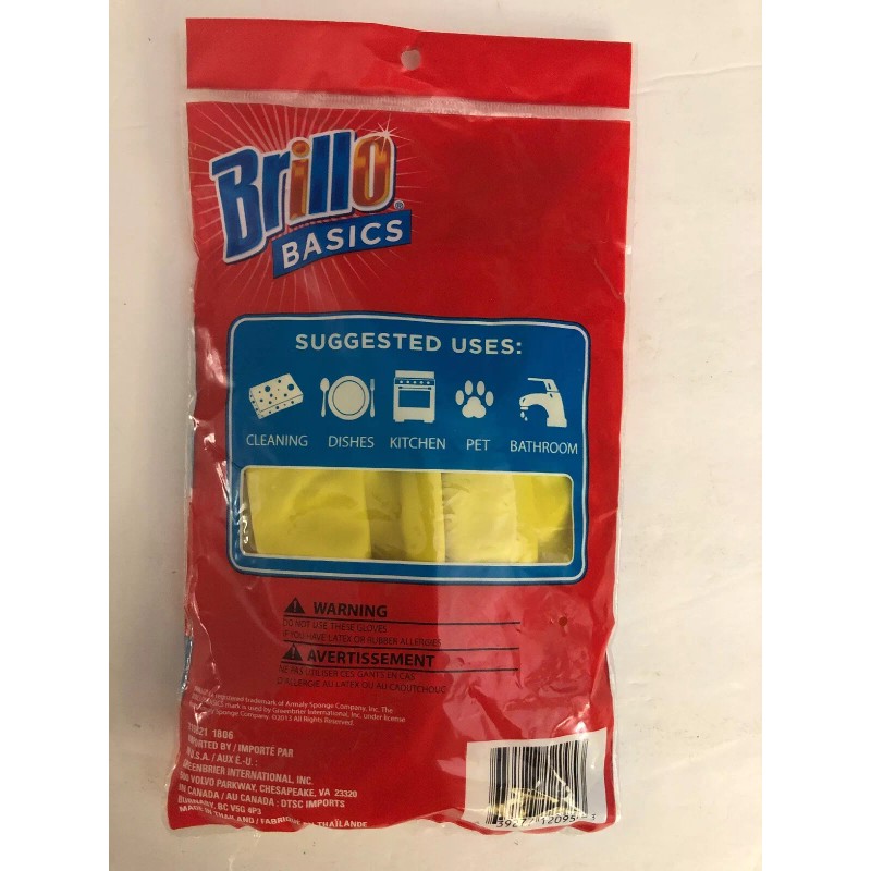 Brillo Basics Reusable Latex Gloves For Cleaning Dishwashing Medium SHIPS