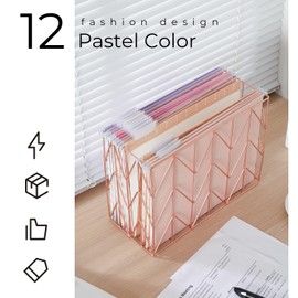 48 Pack Colored Hanging File Folders Letter Size Decorative Hanging Folder Cute Pretty File Folder for Filing Cabinet Office Home with 1/5-Cut Adjustable Tabs, Macaroon Color
