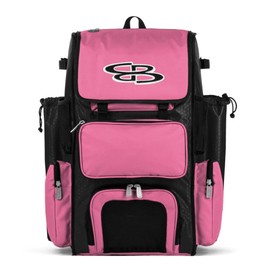 Boombah Superpack Bat Pack -Backpack Version (no wheels) - Holds up to 4 Bats - Black/Pink - For Baseball or Softball
