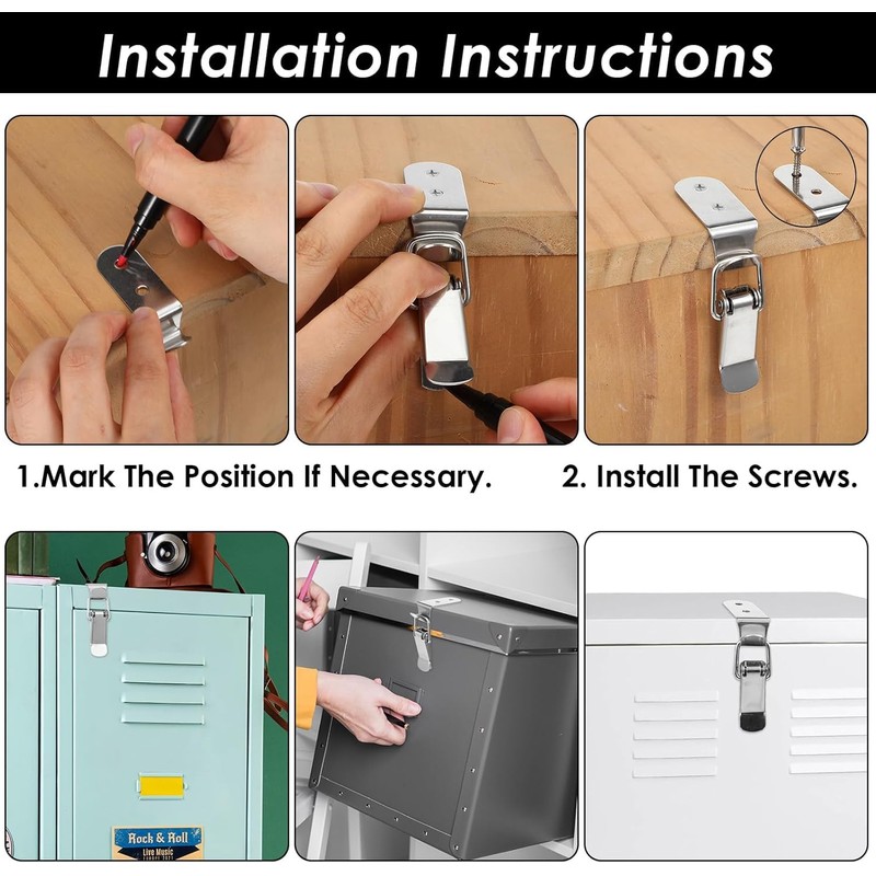 Lexziuo 4PCS 90 Degree Latch Stainless Steel Spring Loaded Toggle