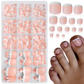 300pc French Gel x Toenail Tips Nude Press on Toenails Glue on Fake Toenails Soft Gel False Toenail Full Cover Gel x Toe Nail Tips Artificial Toe Fake Nail Gel Tips for Acrylic Toenail Extension