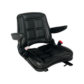 Fudatong Universal Fold Down Forklift Seat for Tractor Excavator Skid Loader Backhoe Dozer Telehandler Lawn Mower Black