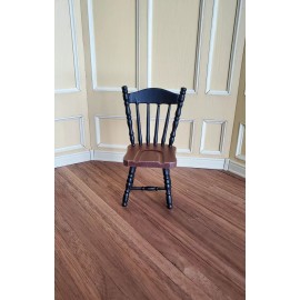Handley Dollhouse Miniature Kitchen Chair Black & Dark Walnut Spindle Back 1:12 Scale