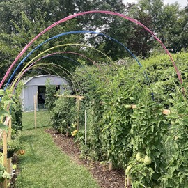 Garden Hoops Grow Tunnel, 12 Sets of 7FT Greenhouse Hoops for Raised Beds, Rust-Proof Fiberglass Frame for Garden Netting, Small Greenhouse Kit, DIY Plant Support Garden Stakes, 60 pcs