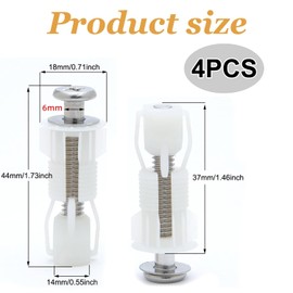 4PCS Toilet Seat Screws Set – Heavy-Duty Top Fix Fittings Kit with Expansion Rubber Bolts & Fixing Plugs for Universal Toilet Seat Installation