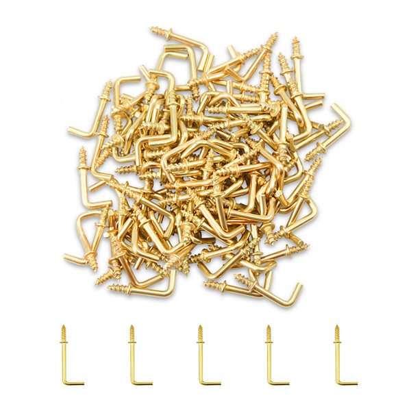 LEONTOOL 100 PCS Right Angle Screws Hook 1/2 Inch 7-Shaped