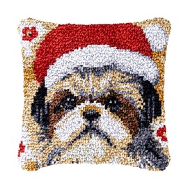 bositigo Dog Latch Hook Pillow Kit for Adults & Kids, DIY Pre-Printed Canvas Craft, 17x58 Inch Decorative Cover for Sofa Cushions, Bedroom Decor (Dog Pattern 42)