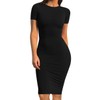 GOBLES Women's Short Sleeve Casual Bodycon Midi Elegant Cocktail Party Dress Black