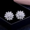 Tesuivra Lightweight Double Sunflower Cubic Zirconia Stud Earrings for Women,
