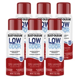 Rust-Oleum Low Odor Premium Spray Paint, 11 oz, Gloss Ladybug Red, 6 Pack