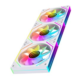 Jungle Leopard Prism4 Ultra 120mm PC Reverse Blade ARGB PC Case Fan - Dual Infinite Mirror, Ultra-Quiet 9-Blade Design, Motherboard Sync & Daisy Chain Fans (White-3Pack)
