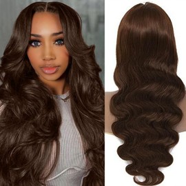 Chocolate Brown Lace Front Wig - Human Hair, 13x4, 200 Density, Glueless, Pre Plucked, 32 Inch