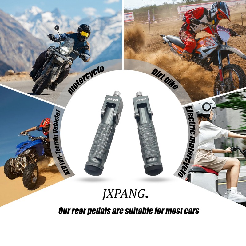 JXPANG Universal Motorcycle Bicycle Folding Passenger Foot Pegs M8 Rearsets