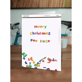Merry Christmas Poo Face Funny Fridge Magnets Christmas Card