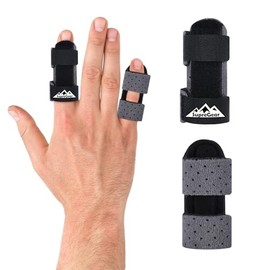 supregear Finger Splints, Pack of 2 Adjustable Finger Support, Comfortable Finger Stabiliser for Broken, Sprains, Arthritis, Tendonitis and Swollen Fingers, Dark Grey