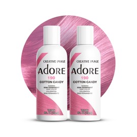Adore Semi Permanent Hair Color (190 Cotton Candy) | Vegan & Cruelty-Free Pink Hair Dye | No Ammonia, No Peroxide, No Alcohol | 4 Fl Oz Each (Pack of 2)