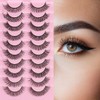 False Eyelashes 10 Pairs Natural Wispy Lashes, Lightweight Strip Lashes