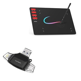 BoxWave Smart Gadget Compatible with XOPPOX T505 Graphics Drawing Tablet - AllReader SD Card Reader, microSD Card Reader SD Compact USB - Jet Black