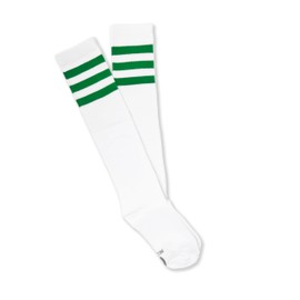 NEON NATION - Calcetines unisex de tubo de equipo con rayas de varios colores, Blanco con verde Kelly, One Size