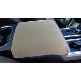 Car Console Covers Plus Made in USA Designed to fit Ford F150 F250 2014-2024 Select Bucket Seat Models Fleece Auto Armrest Center Console Cover Protector Taupe