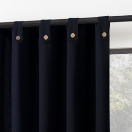 Archaeo Cotton Blend Button Tab Top Curtain Panel, 40" x 84, Navy Blue