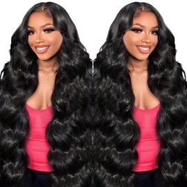 LuAiJa Wear And Go Glueless Wigs Human Hair Pre Plucked Pre Cut 9x6 Hd Lace Front Wigs Human Hair Body Wave 200% Density Closure Wigs Human Hair 24 Inch Black Human Hair Wig for Women