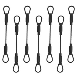 GWYAN 6 Pcs Black 3mm Diameter Braided Steel Safety Lanyard Cable with Rubber Coated and Loops 5.9" Stainless Steel Wire Rope for Chain Locks, Luggage, Backpacks