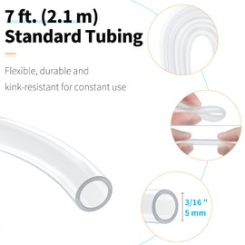 Pawfly 7 Feet Airline Tubing Standard Aquarium Air Pump Accessories with Air Stones, Check Valves, Suction Cups and Connectors