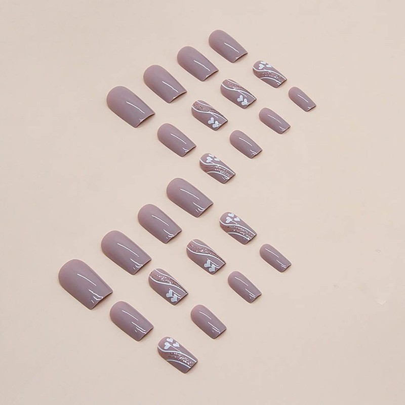 RikView Pink Press on Nails Medium Acrylic Nails Square Fake