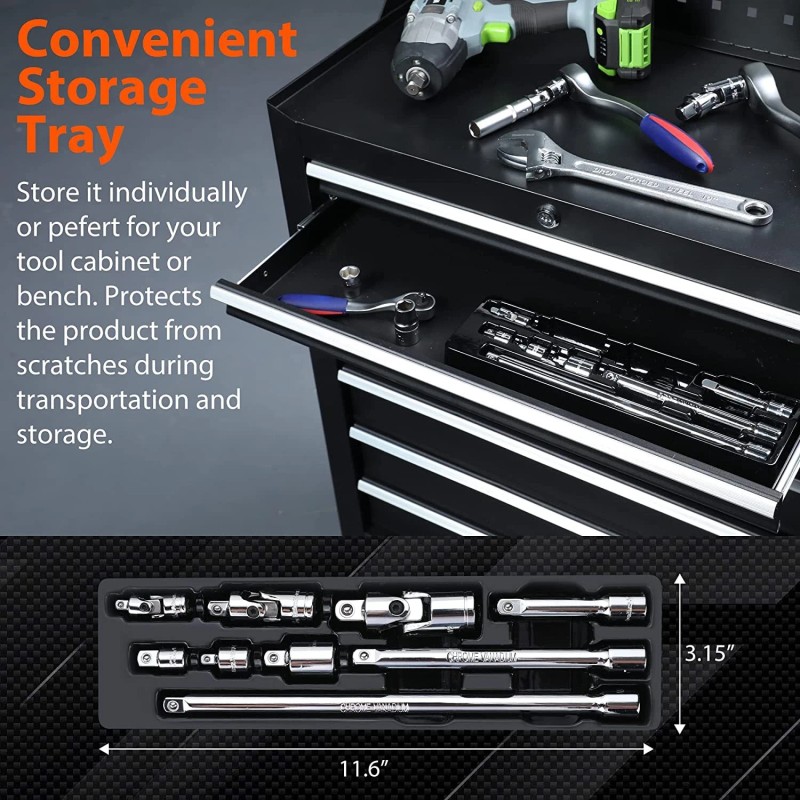 VALUEMAX 9PC Socket Accessory Set 3/8" Dr Extension Bar 1/4"