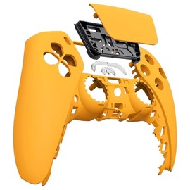 eXtremeRate Caution Yellow Soft Touch Touchpad Front Shell Compatible with Controller BDM-010 020 030 040 050, DIY Replacement Shell Custom Touch Pad Cover Compatible with Controller