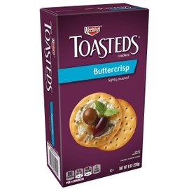 Toasteds Crackers, Toasted Crackers, Party Snacks, Buttercrisp, 8oz Box (1 Box)