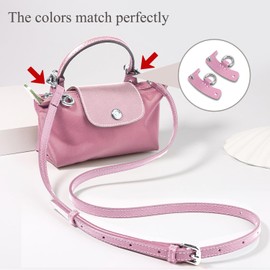 TUKYWAN Bag Transformation Accessories for Mini Longchamp Straps, Leather Shoulder Strap Punch-Free for Dumpling Handbag Crossbody Bag Conversion(Pink)
