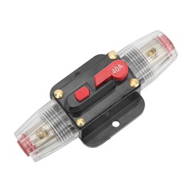 Circuit Breaker Audio Fuse Inline Holder Manual Reset 12V‑48V for Car Audio Sound Amplifier RV Home Marine Boat Truck 40A