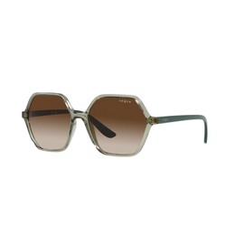 Vogue Eyewear Women's VO5361S Hexagonal Sunglasses, Transparent Light Green/Brown Gradient, 55 mm
