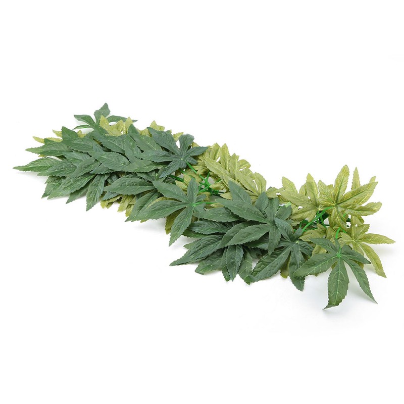 Green Artificial Plant Fake Leaves Aquarium Fish Tank Reptile Terrarium