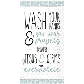 Boston International IHR 3-Ply Paper Napkins, 16-Count Guest Size, Jesus & Germs