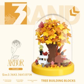 Autumn Leaves Tree House Bonsai Tree House Building Toy Flowers Set Ideas Building Blocks Complete with Dust Cover