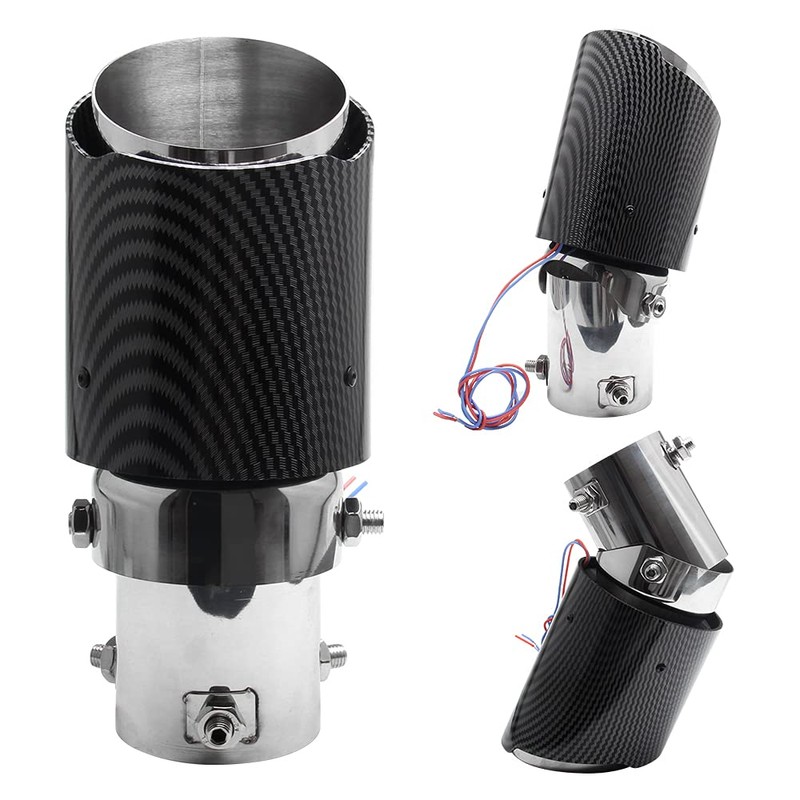 VEHSUN Muffler Cutter, LED Light Car, Downward Facing, Carbon Style,