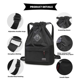 Peicees Waterproof Drawstring Sport Bag Lightweight Sackpack Backpack for Men and Women(Wine Red)