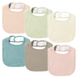 AMAWMW Muslin Baby Bibs for Unisex Boys Girls 6Pack Soft Baby Bandana Drool Bibs Adjustable Newborn Bib for Drooling & Teething