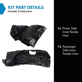 TRQ TRQ Inner Fender Liner Set Compatible with 2006-2008 Mazda MX-5 Miata MA1250103 MA1251102