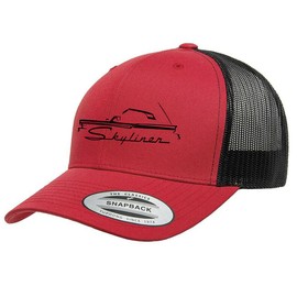 Ford Fairlane 500 Skyliner Convertible Fully Embroidered Yupoong 6606 Snapback Trucker Fitted Cap red/Black