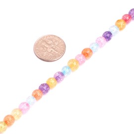 JOE FOREMAN 6mm Dyed Semi Precious Round Mixed Crackle Rock Quartz Gemstone Beads for Jewelry Making Strand 15"